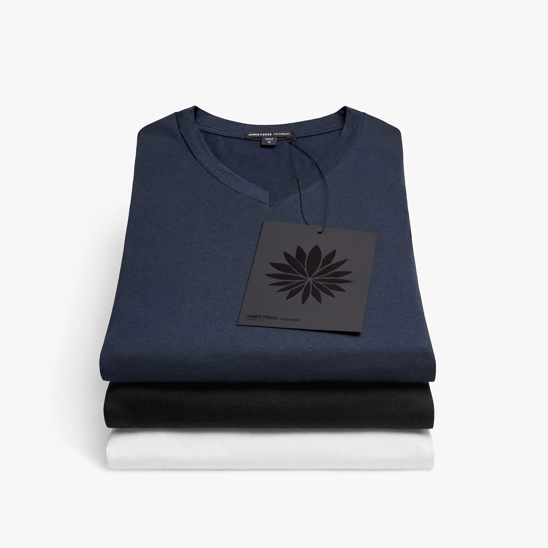 3 Pack Luxe Lotus Jersey V Neck Tee - Black/White/French Navy