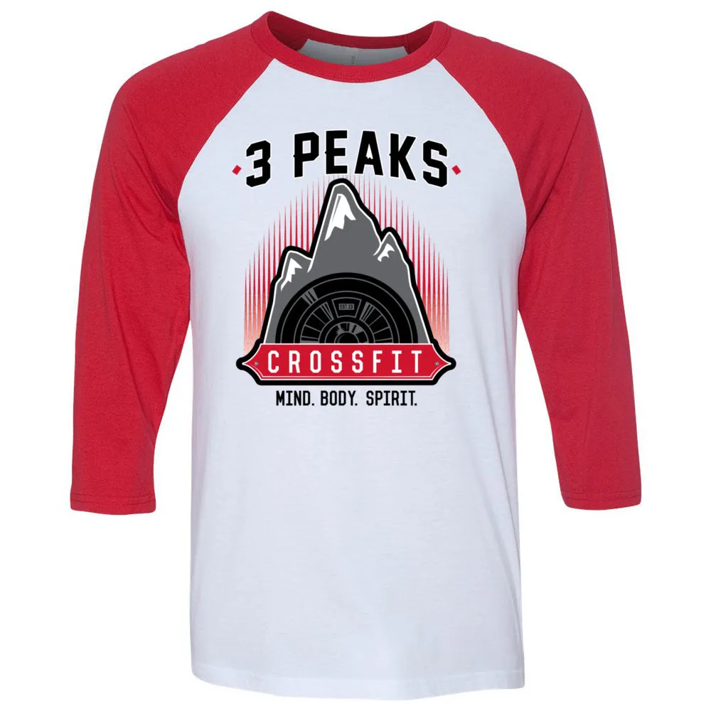 3 Peak CrossFit - 100 - Stacked - Men's Baseball T-Shirt