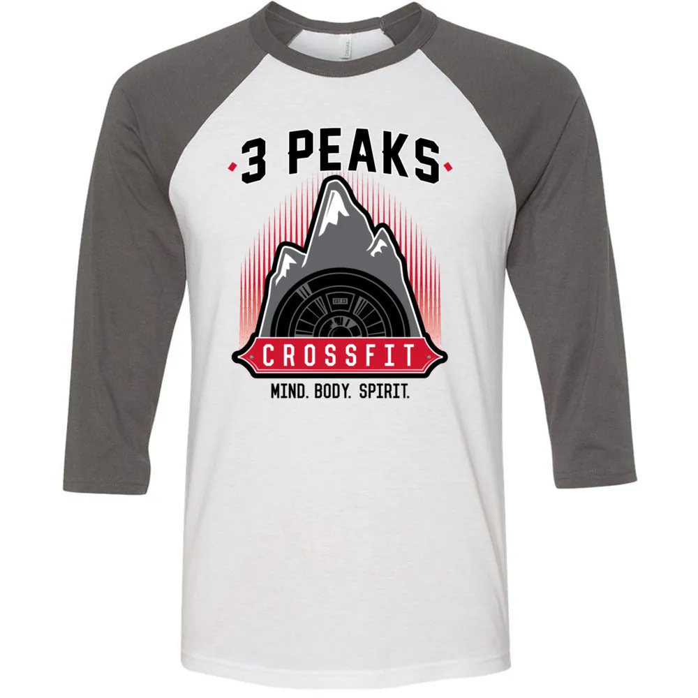 3 Peak CrossFit - 100 - Stacked - Men's Baseball T-Shirt