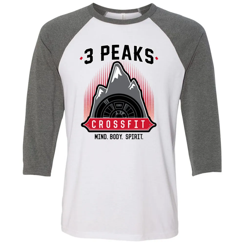 3 Peak CrossFit - 100 - Stacked - Men's Baseball T-Shirt