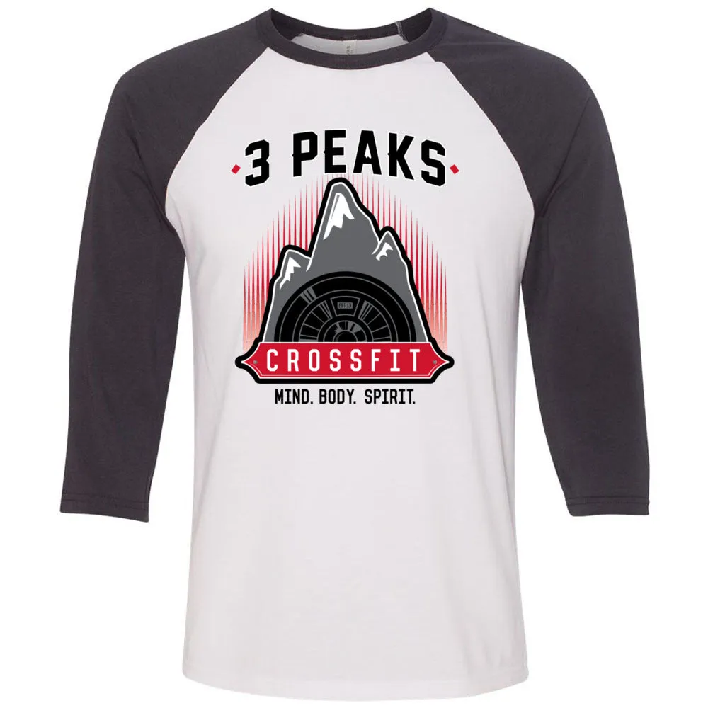 3 Peak CrossFit - 100 - Stacked - Men's Baseball T-Shirt