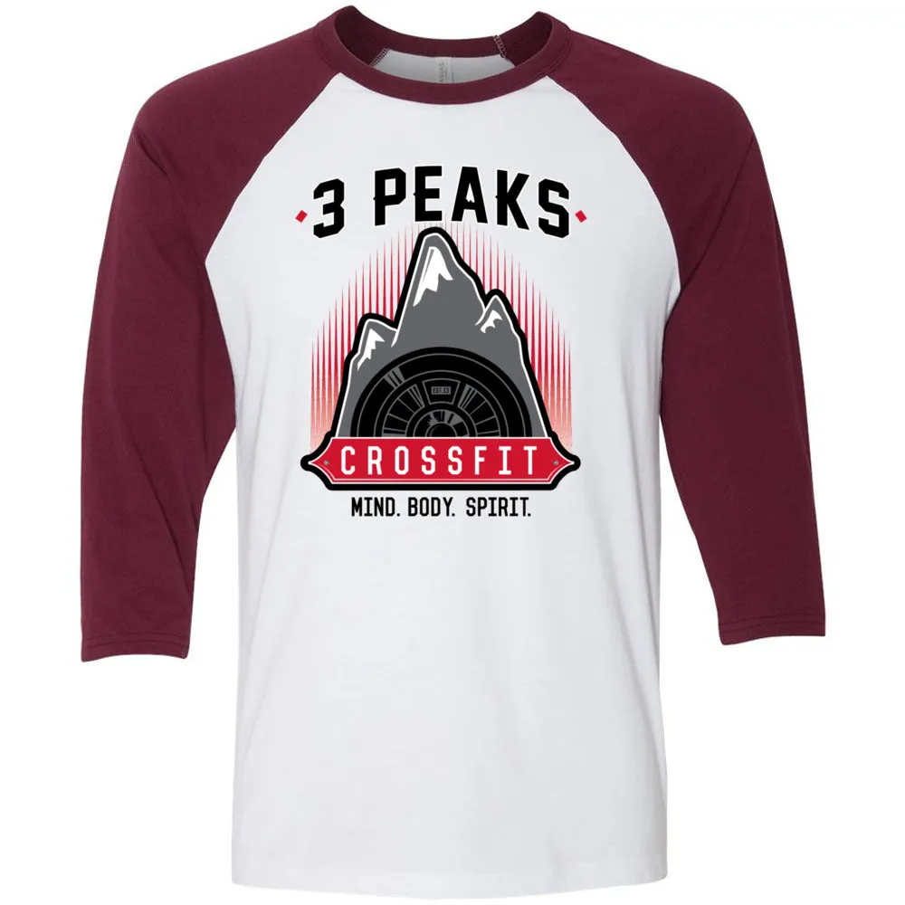 3 Peak CrossFit - 100 - Stacked - Men's Baseball T-Shirt