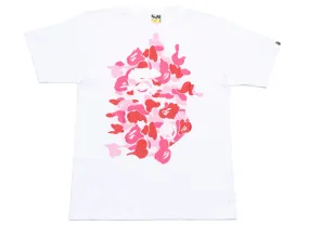 A Bathing Ape ABC Camo Rebuild Big Ape Head Tee in White/Pink xld