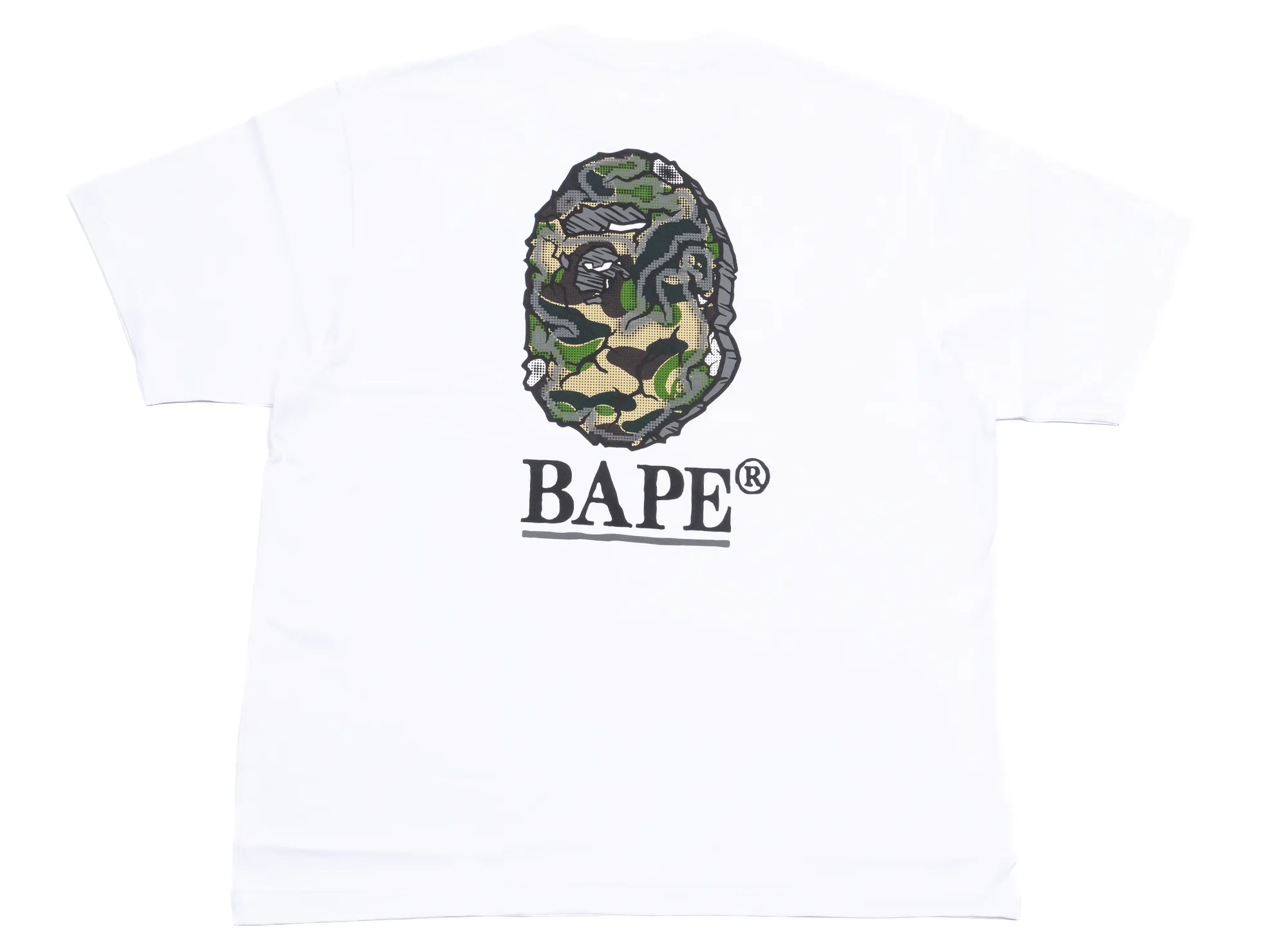 A Bathing Ape Camo Stone Ape Head Relaxed Fit Tee in White xld