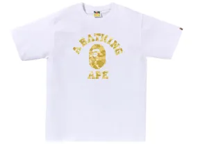 A Bathing Ape Color Camo College Tee in White/Yellow xld