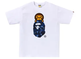 A Bathing Ape Color Camo Milo on Ape Head Tee in White/Blue xld