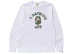 A Bathing Ape Liquid Camo College L/S Tee in White xld