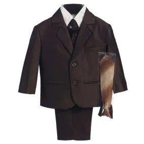 Baby Boys Brown Two-button Herringbone Pattern Special Occasion Suit 6-24M