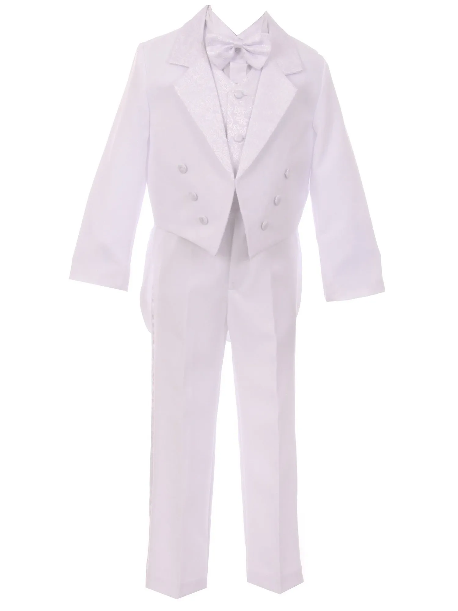 Baby Boys White Virgin Mary Embroidery Baptism Tuxedo Suit 3-24M