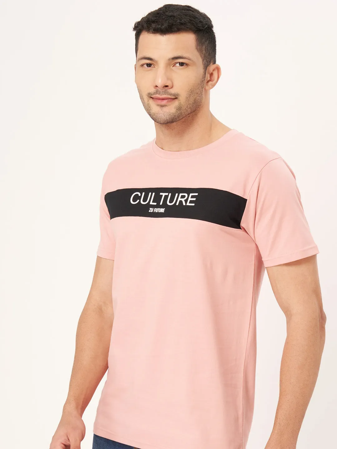 Baby Pink Printed Half Sleeve T-shirt