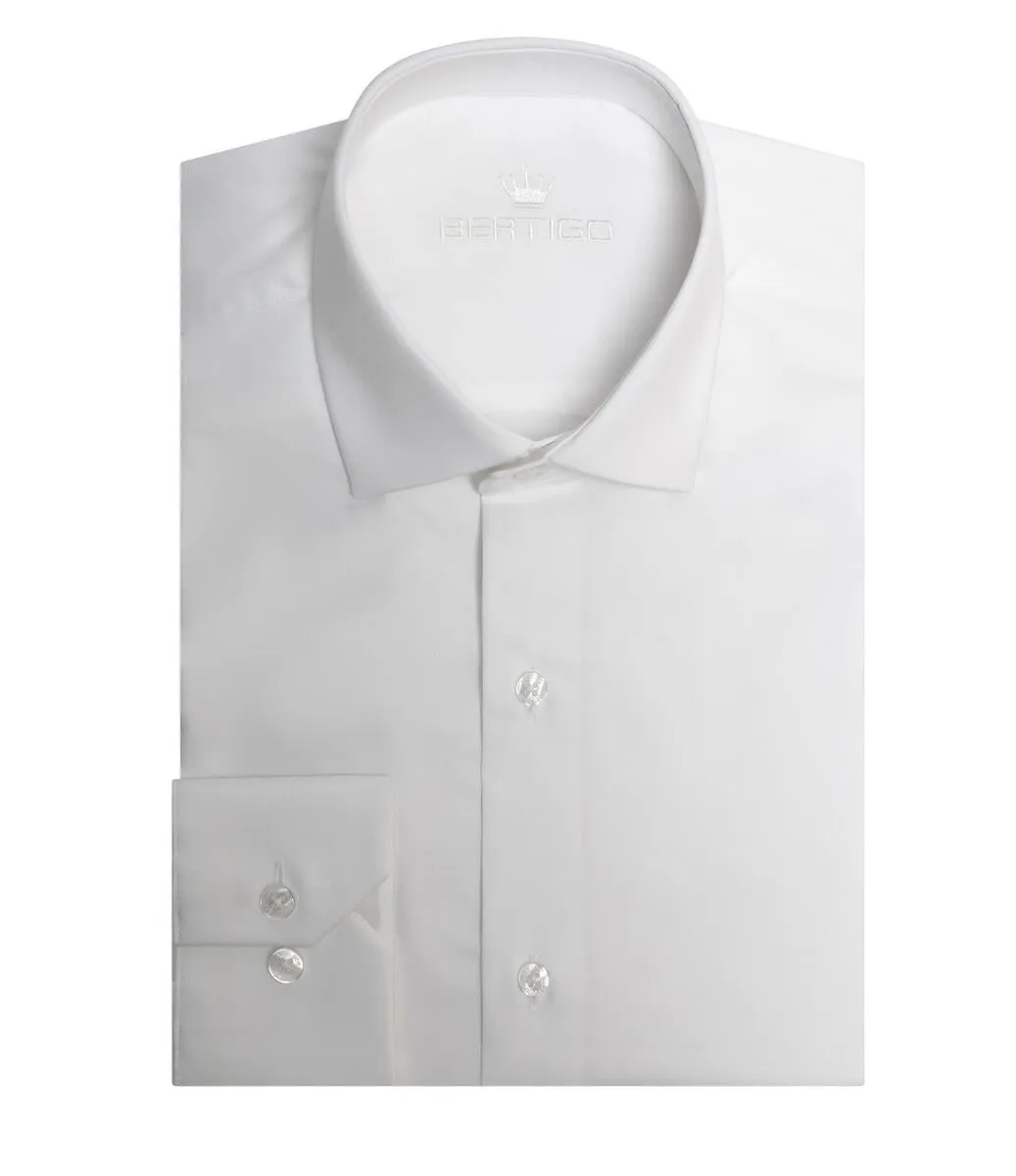 Bertigo Shirt | Nikky-05 Solid White Twill