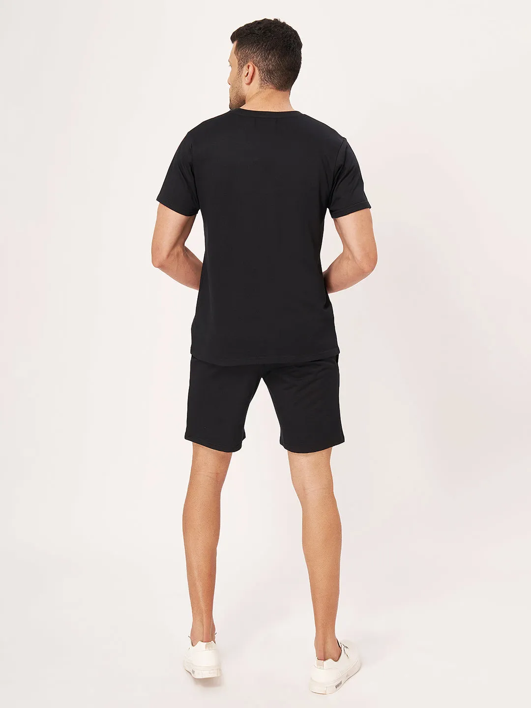 Black Half Sleeve T shirt And Shorts Co Ord Set