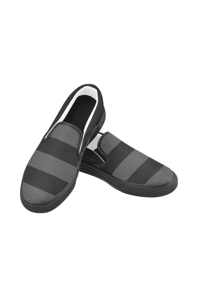 Black Stripes Men's Slip-on Canvas Shoes (Model 019)