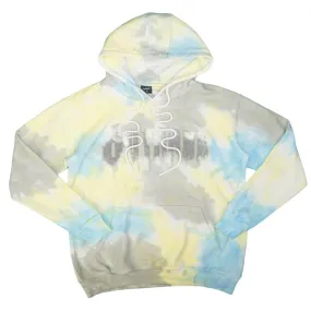 Blue and Yellow Tie-Dye French Terry Hoodie with C3 Detail