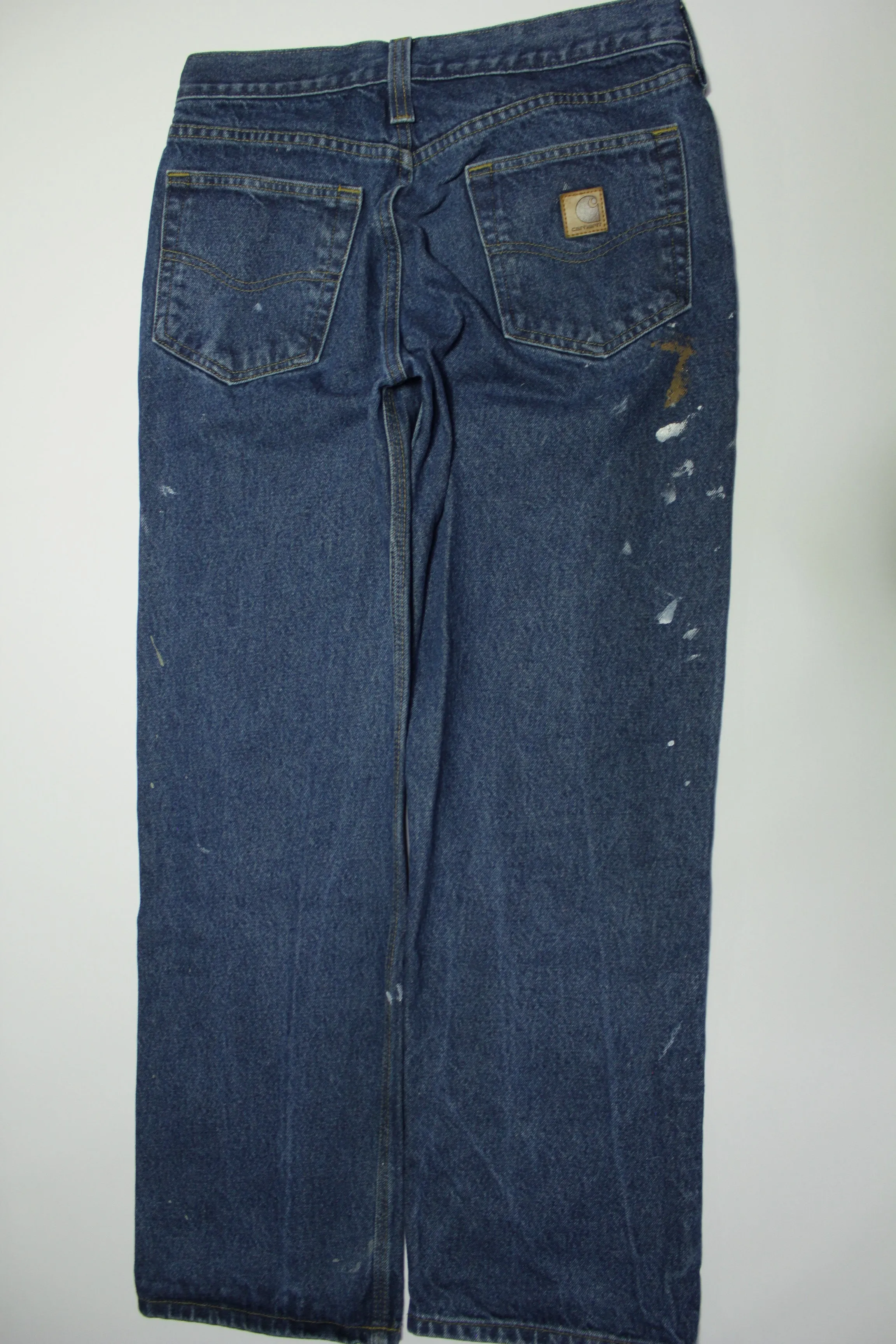 Carhartt B460 DVB Denim Blue Paint Splattered Work Jeans