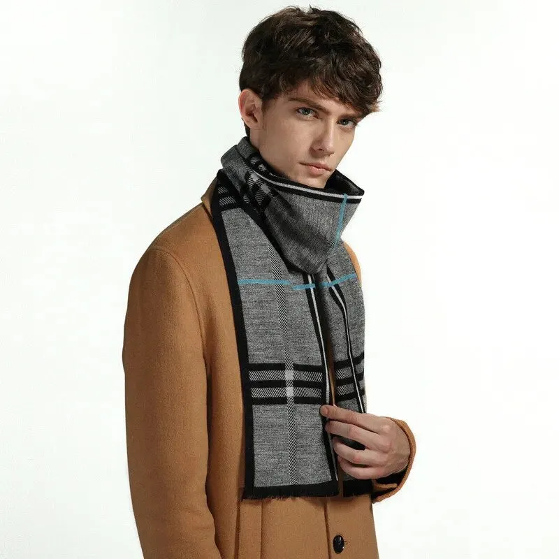 Cashmere Scarf for Men Warm Neck Scarfs Male Business Scarves Long Pashmina Christmas Gifts