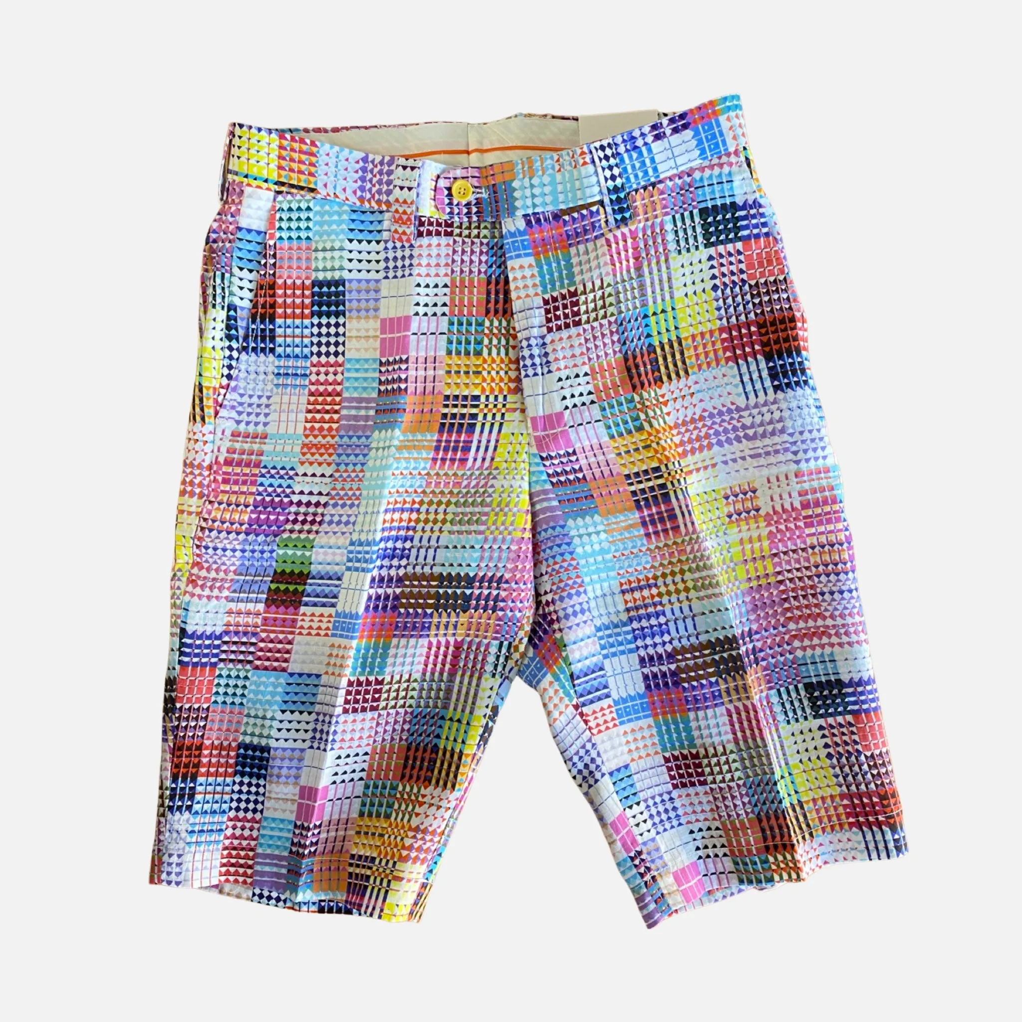 Clearance Sale: Inserch Men's Multi-Color Patterned Linen Shorts - Style P21909