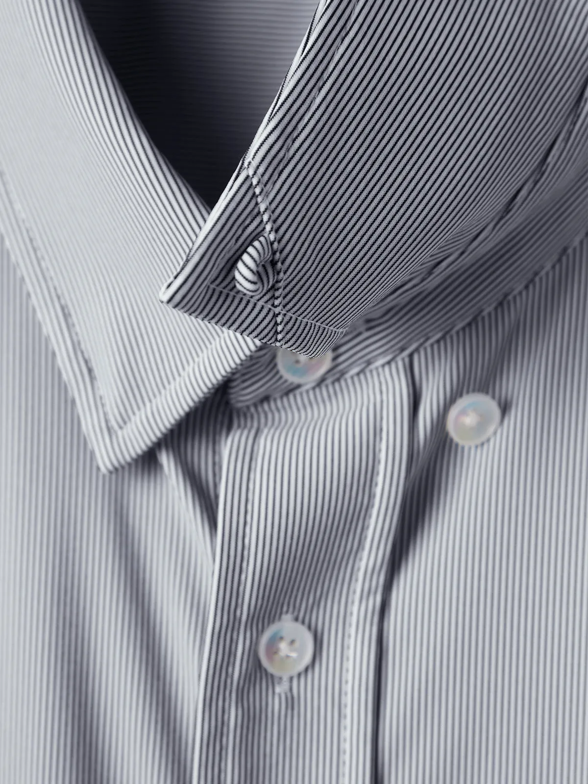 Commuter Performance Dress Shirt-Grey/White Stripe