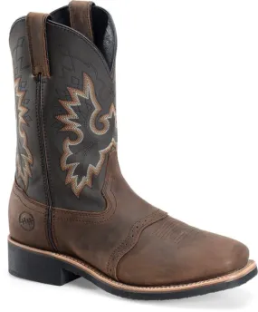 'Double H' Men's 11" Victor Wide Square Steel Toe Roper - Brown / Black