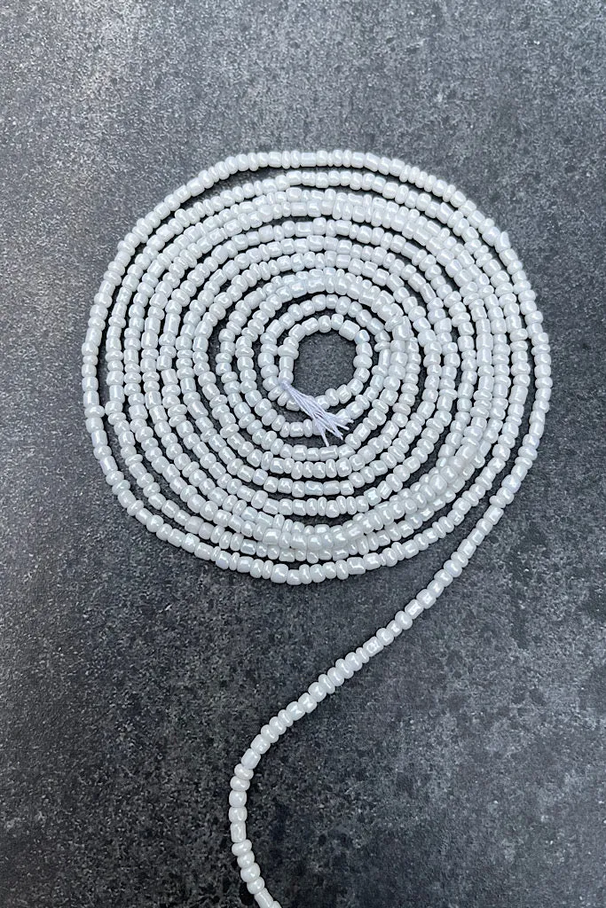 Extended Length 60 Inch Pearl White Tie On Waist Beads