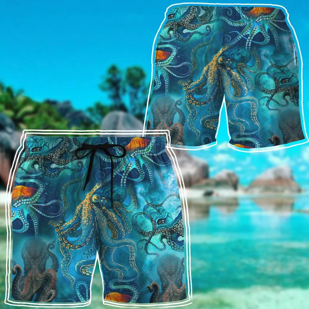 Gearhuman 3D Blue Ocean Octopus Shorts