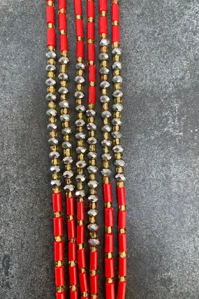 Glamorous Life Red Tie On Waist Beads