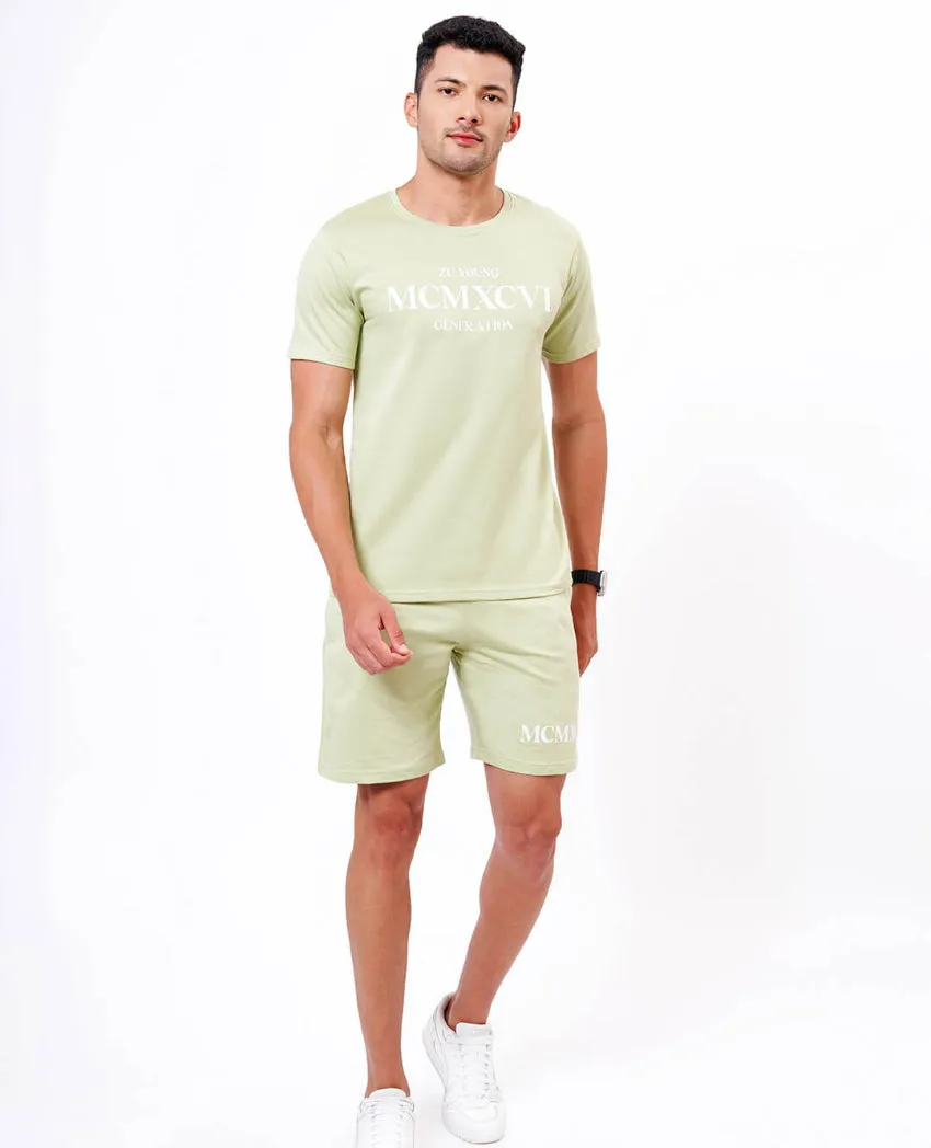 Half Sleeve Typography T-Shirt And Shorts Co Ord Set