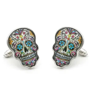 Halloween Colorful Skull Swank Cufflinks