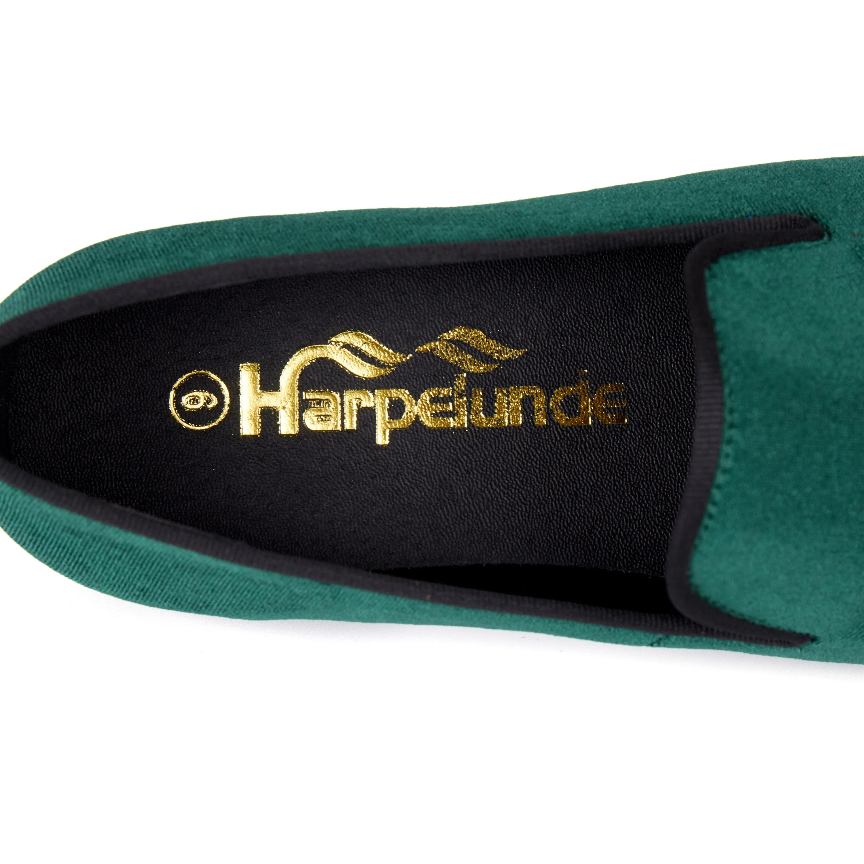 Harpelunde Men Velvet Loafers Green Wedding Buckle Dress Shoes