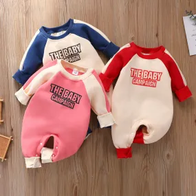 Infant Children's Clothing Autumn Color Matching Long Sleeve Crawling Suit