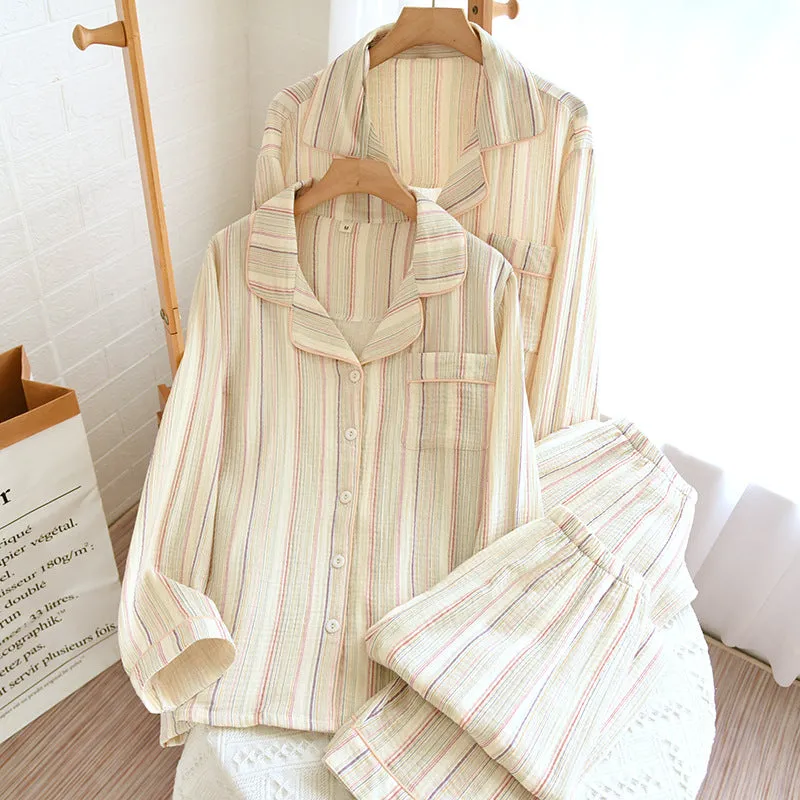 INSTOCK- cotton gauze crepe pajamas thin large size men and women