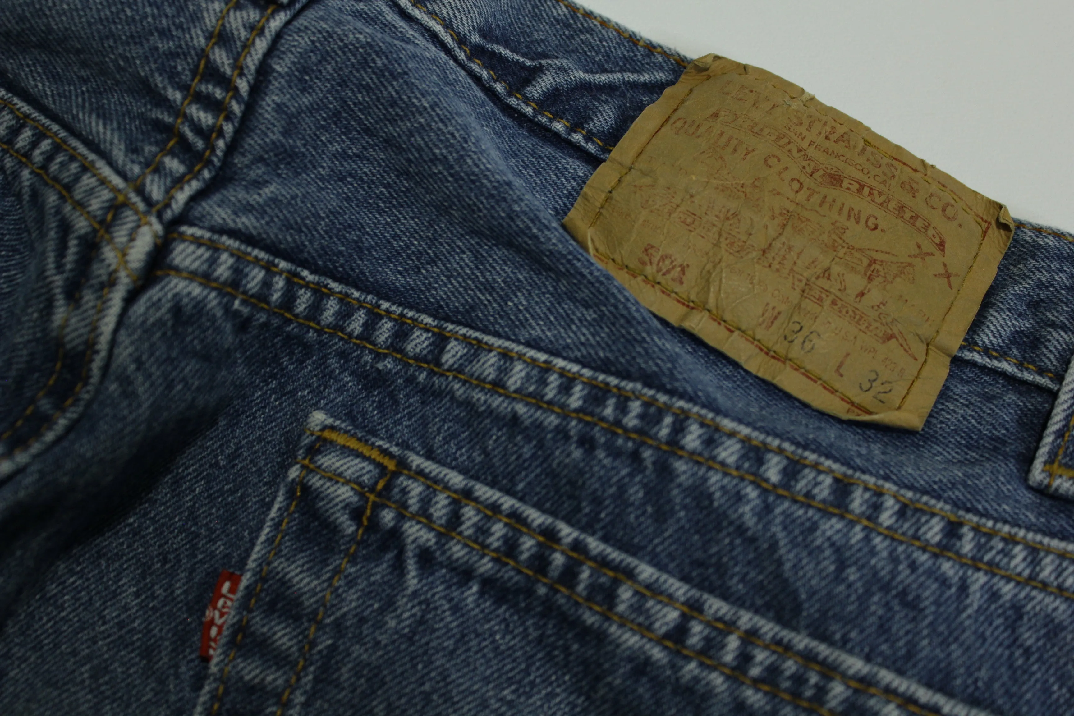 Levis 501 Button Fly Vintage 90's Denim Grunge Punk Red Tab Blue Jeans