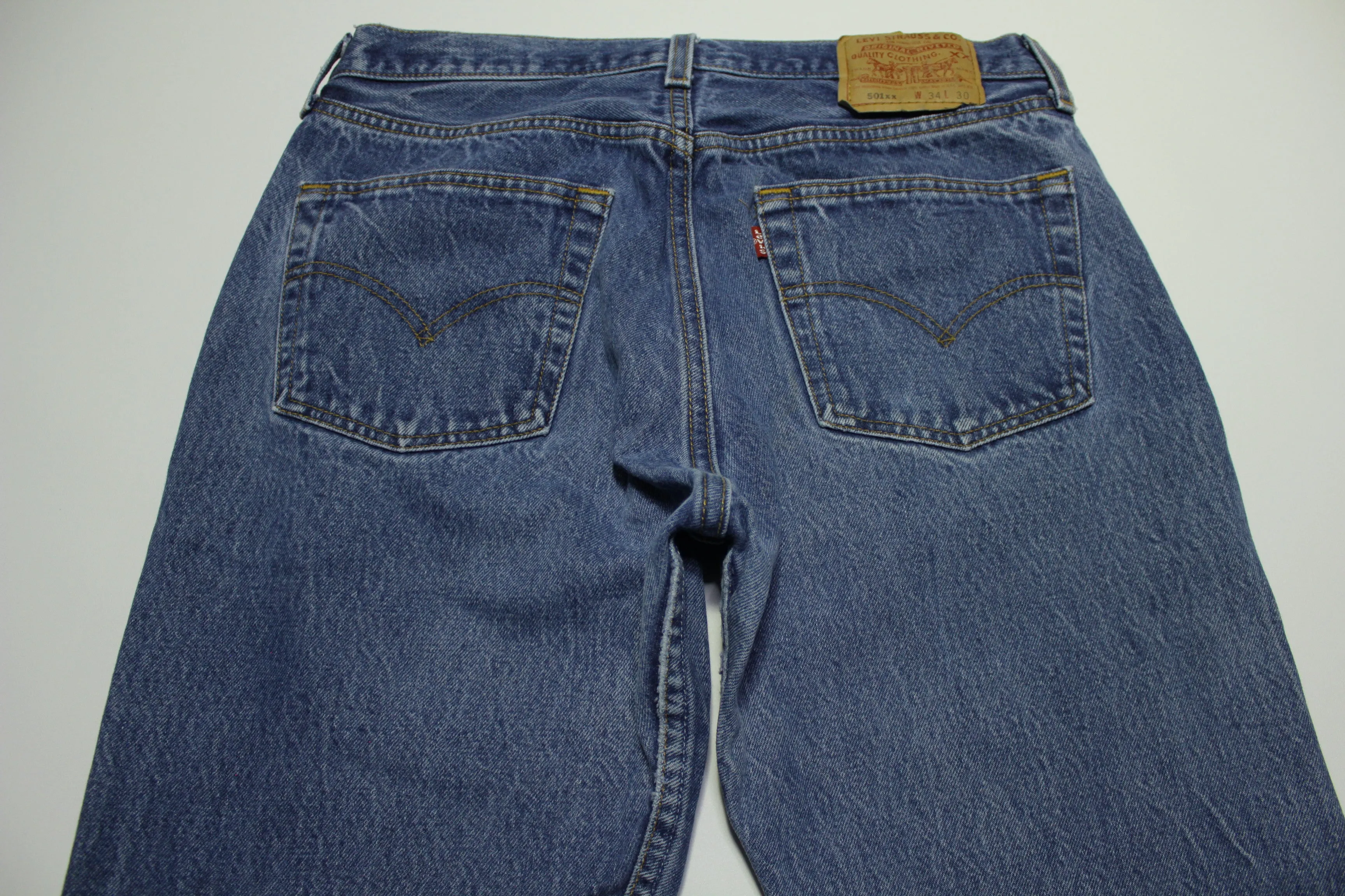 Levis 501xx Red Tab Vintage 90's Made in USA Button Fly Denim Grunge Rocker Jeans