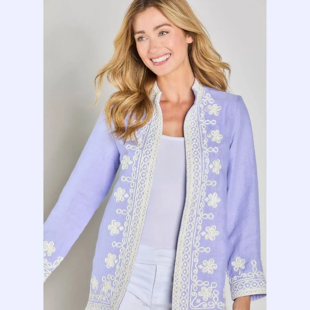 Lilac Linen Embroidered Jacket