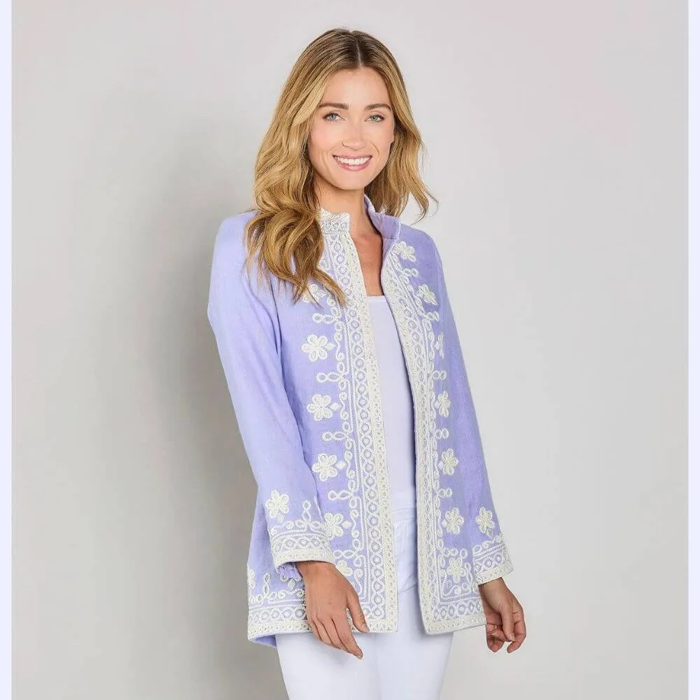 Lilac Linen Embroidered Jacket