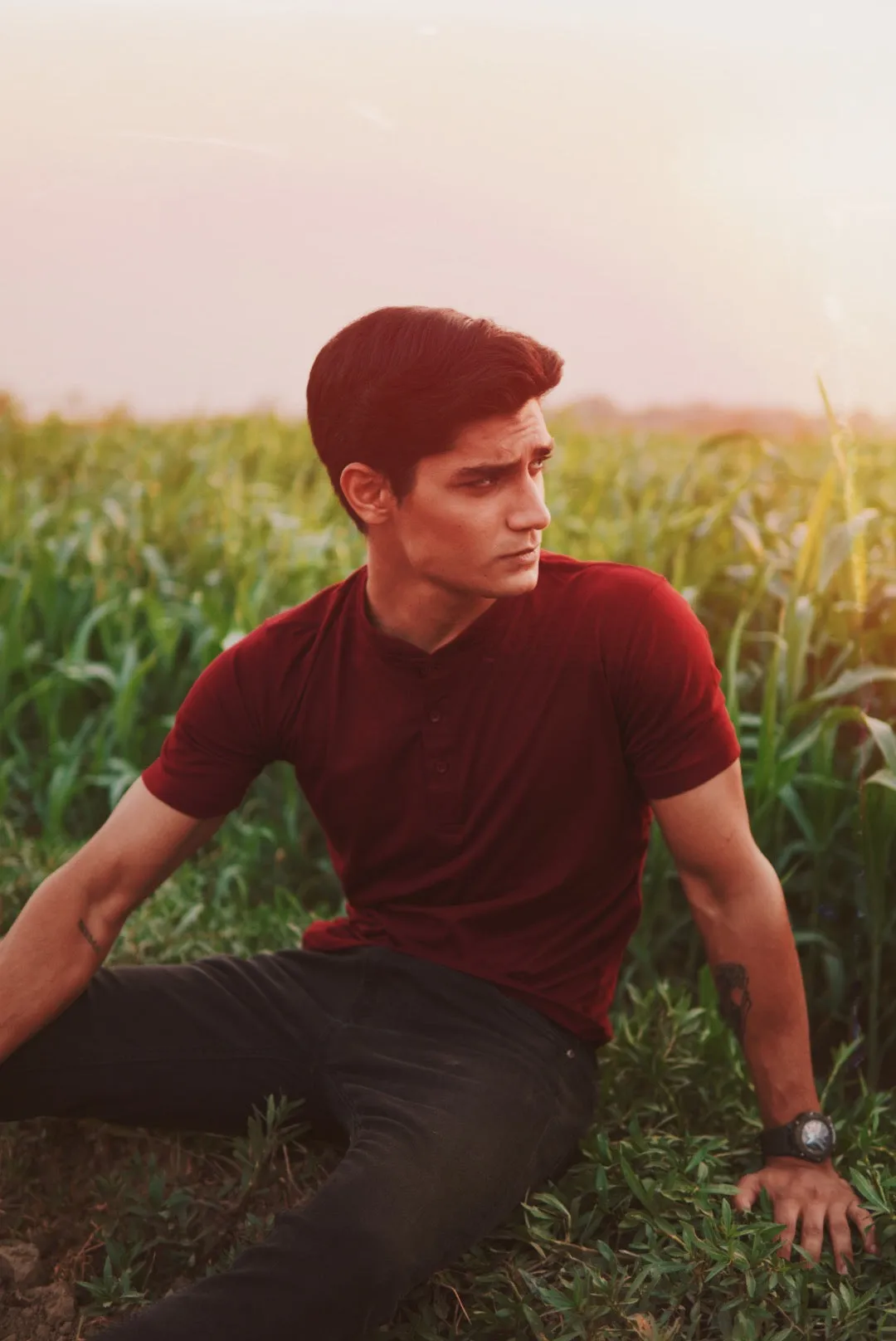 Maroon Henley T-Shirt