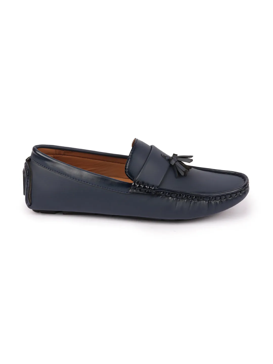 Men Blue Driving Outdoor Tassel Loafer and Moccasin Shoes