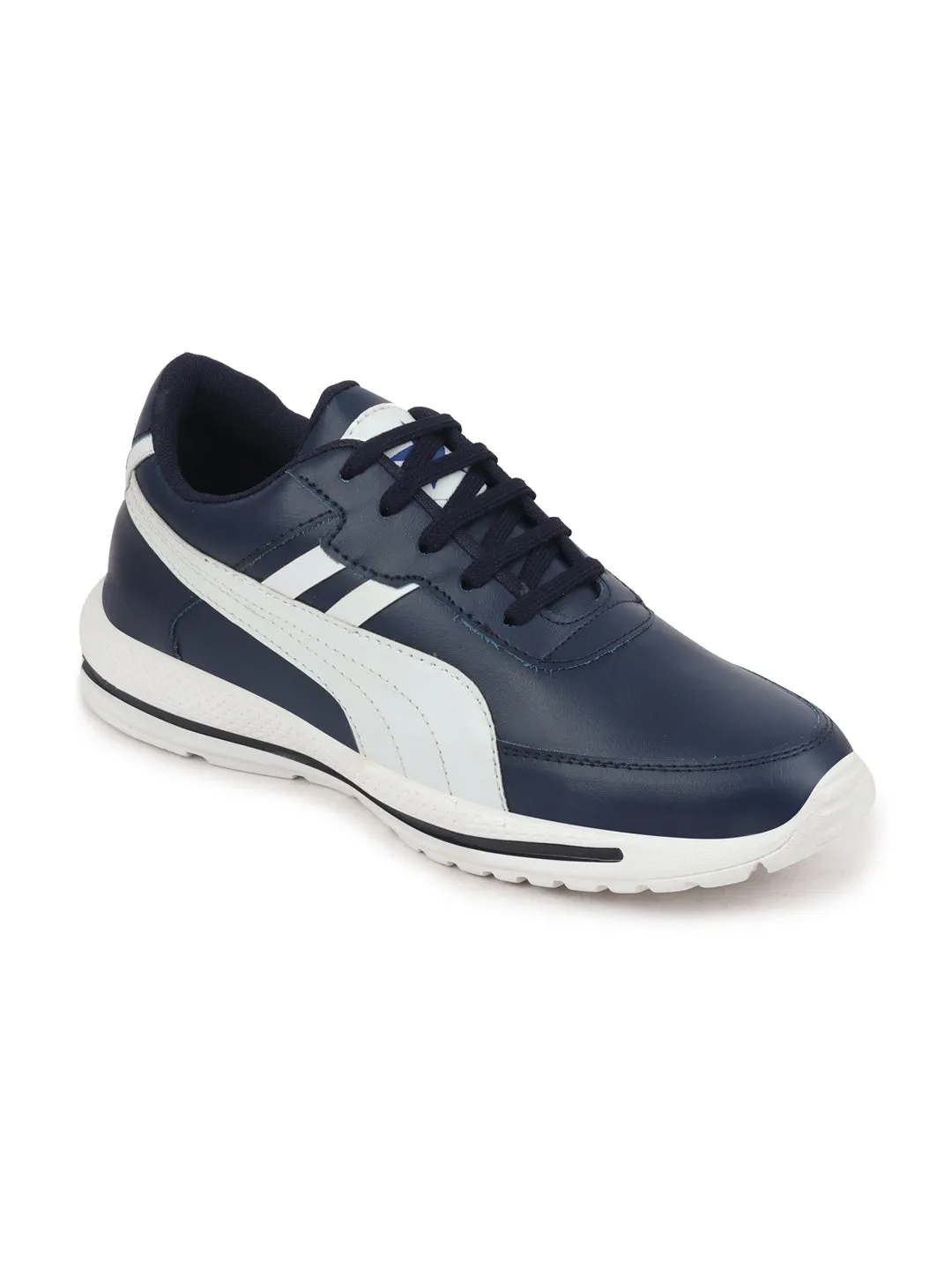 Men Navy Blue Casual Outfit Lace Up Sneakers