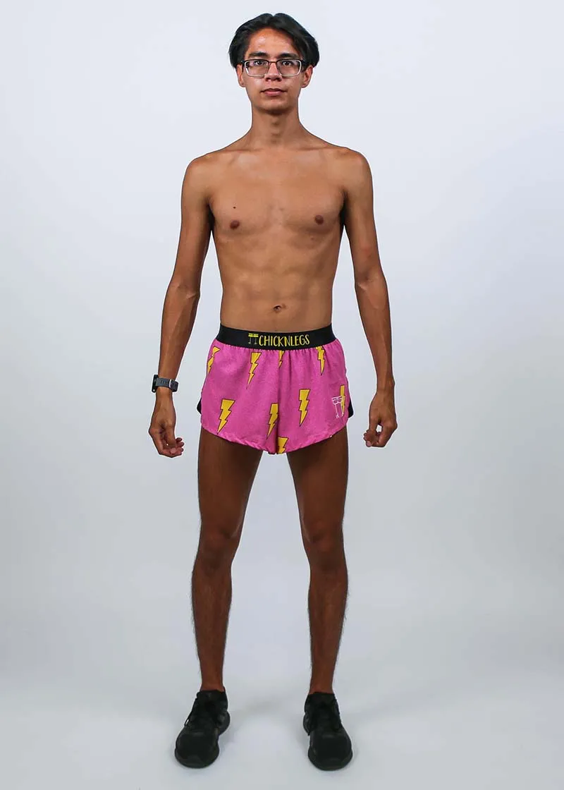 Men's Hot Pink Bolts 2" Split Shorts