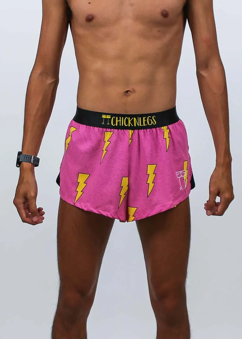 Men's Hot Pink Bolts 2" Split Shorts