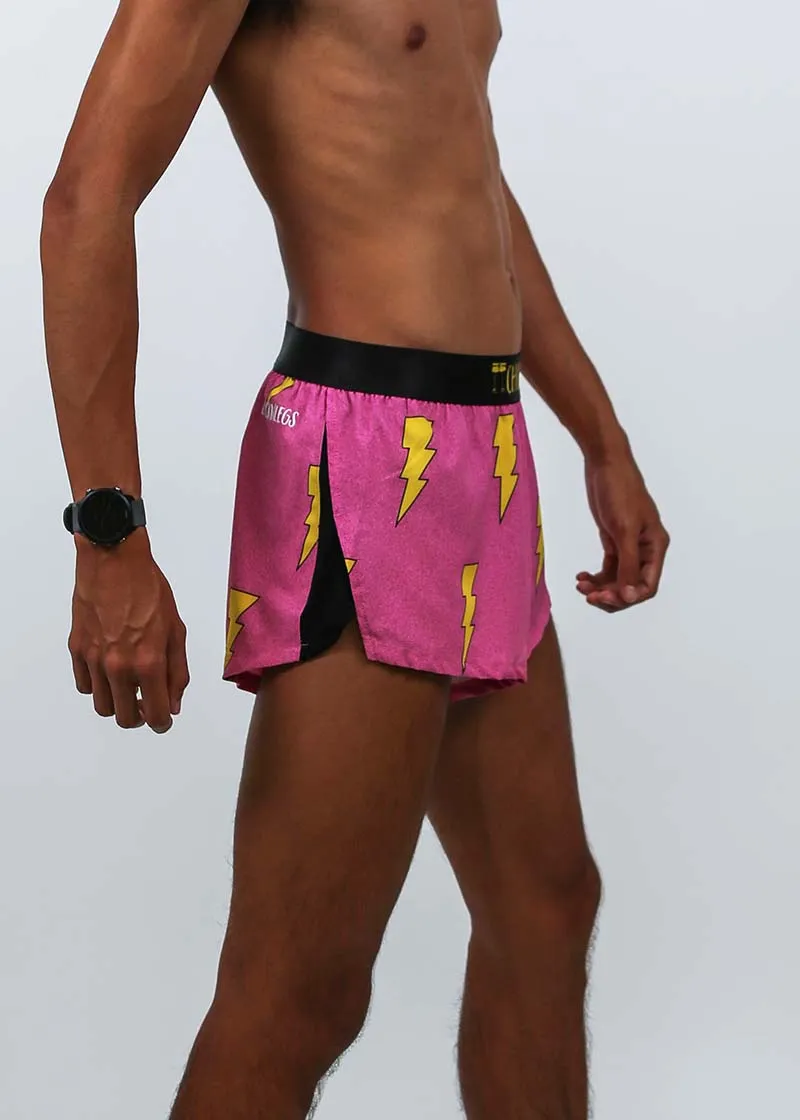 Men's Hot Pink Bolts 2" Split Shorts