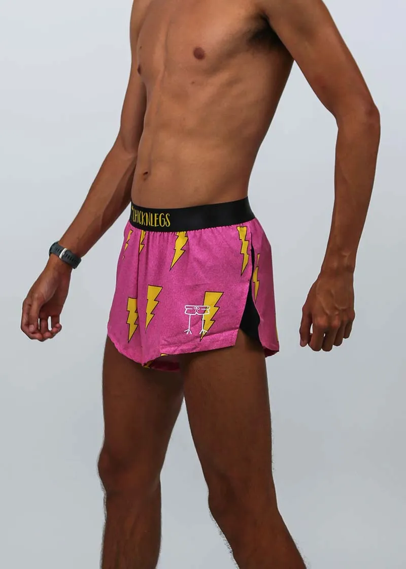 Men's Hot Pink Bolts 2" Split Shorts