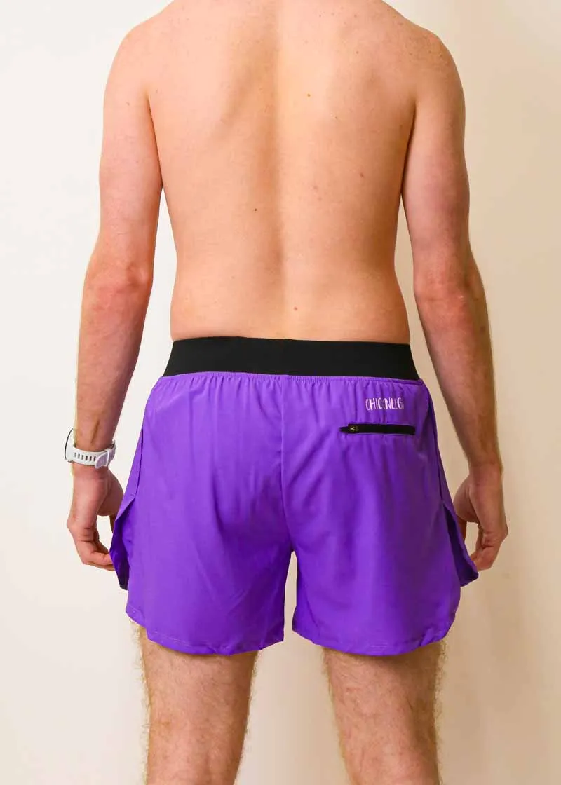 Men's Purple 4" Half Split Shorts