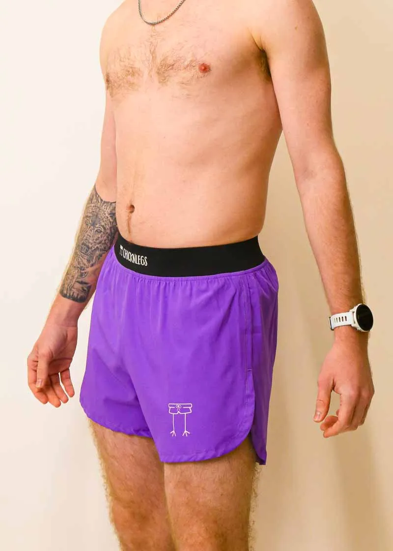 Men's Purple 4" Half Split Shorts