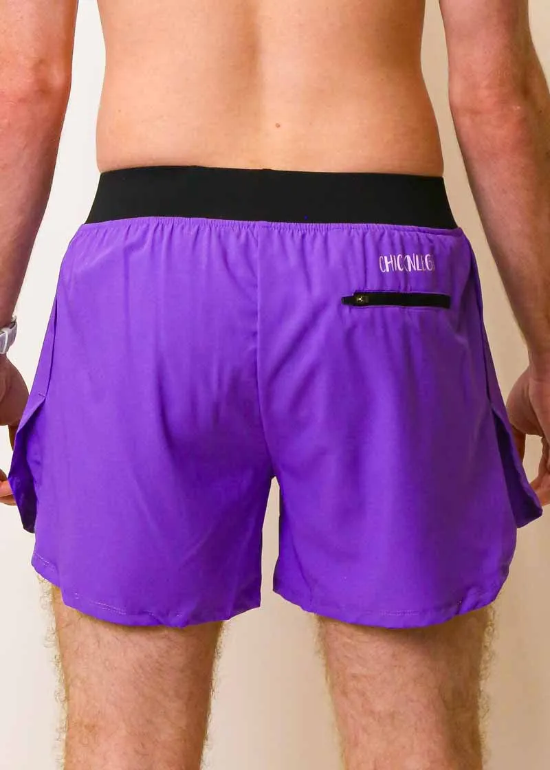 Men's Purple 4" Half Split Shorts