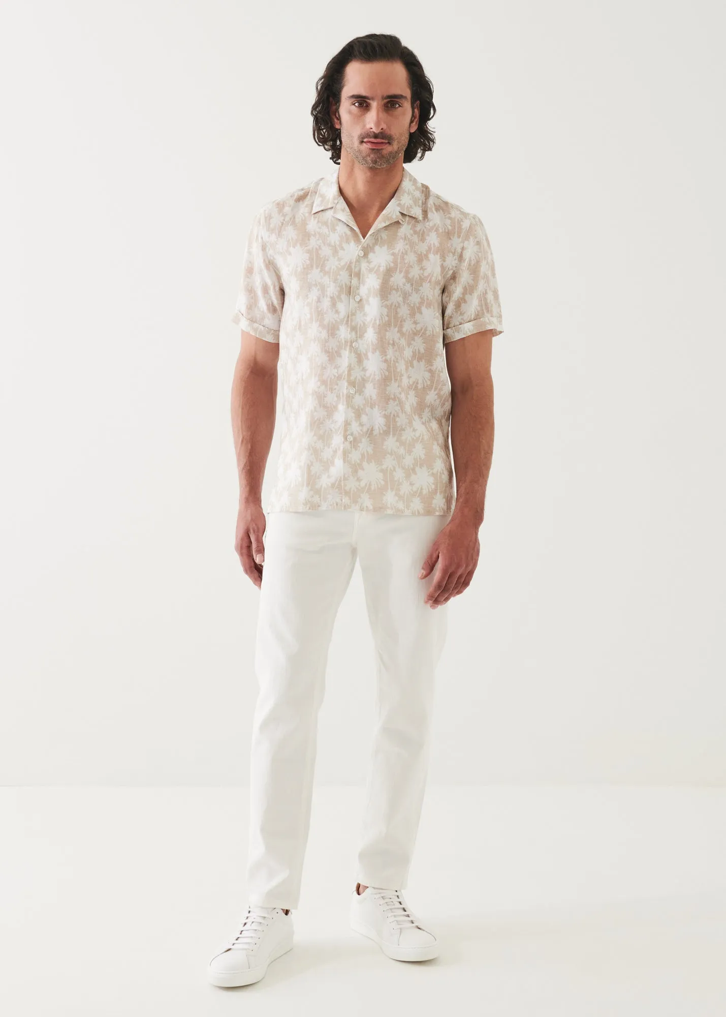 PALM TREE PRINT LINEN SHIRT