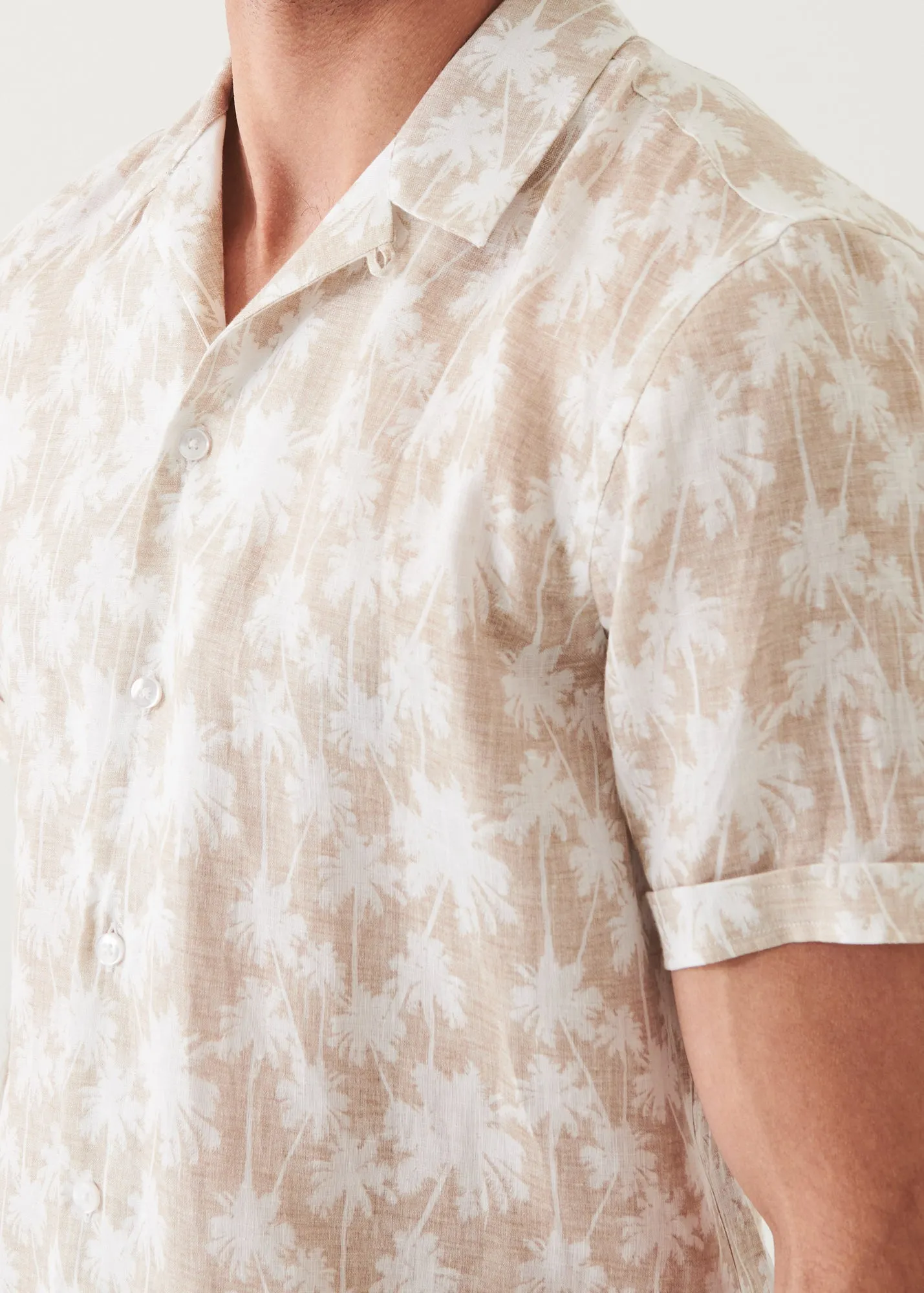 PALM TREE PRINT LINEN SHIRT