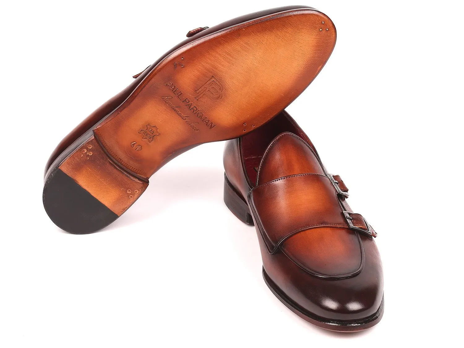 Paul Parkman Men's Brown Double Monkstrap Shoes (ID#HT61BRW)