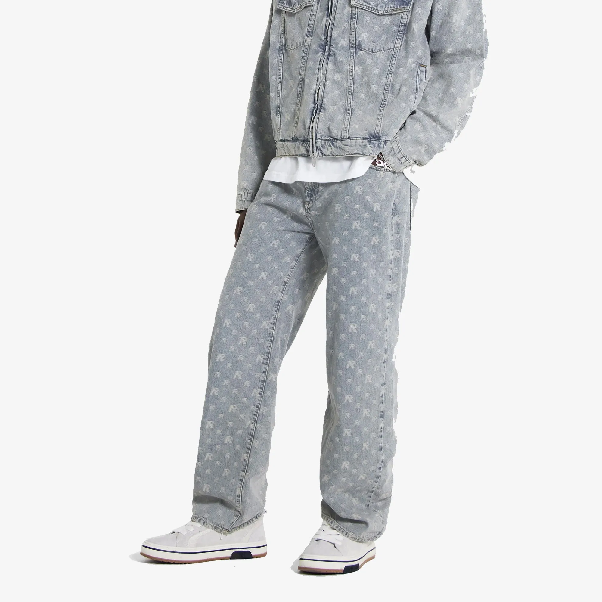 R3 MONOGRAM BAGGY DENIM 'STONE WASH'