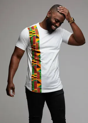 Sadik African Print Short Sleeve Tee (Yellow Green Kente on White)